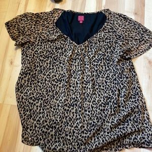 212 collection sheer double layer leopard print top